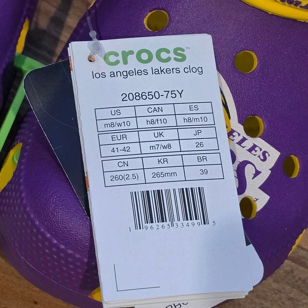 Crocs Mens Clog Purple Los Angeles Lakers NBA Classic 208650-7 Size M 8 W 10